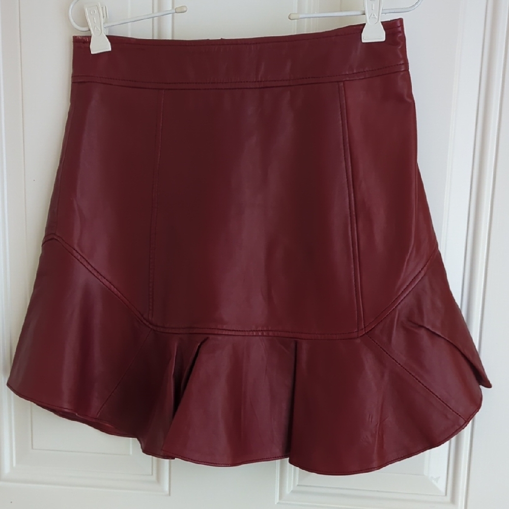 Marissa Webb Leather Asymetrical Mini Skirt. Size 6.